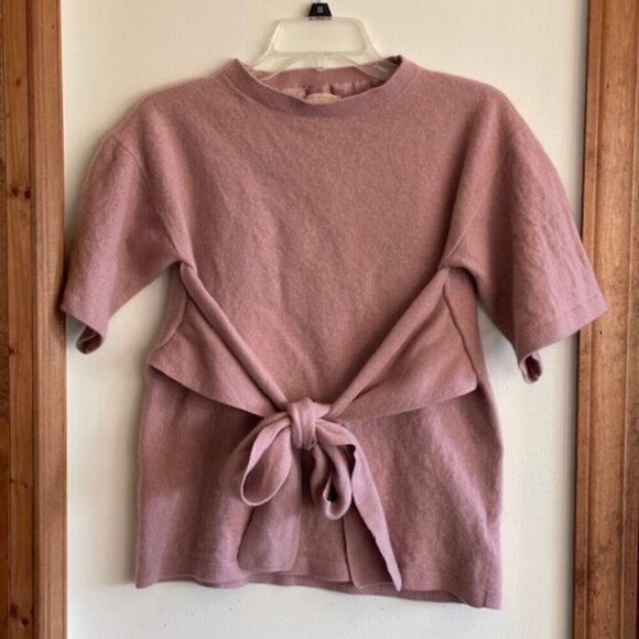 TED BAKER of LONDON Cashmere Blend Short Sleeve Tie Waist Pink Sweater L - Picture 5 of 15